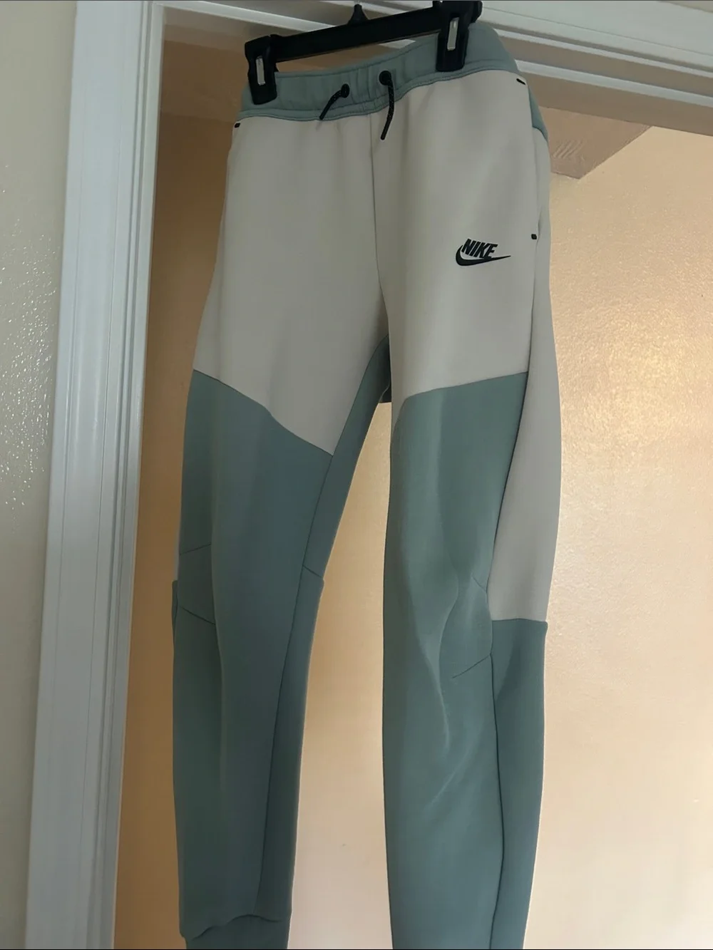 Nike Tech Fleece Kids Sage Green and White Colorblock Joggers
